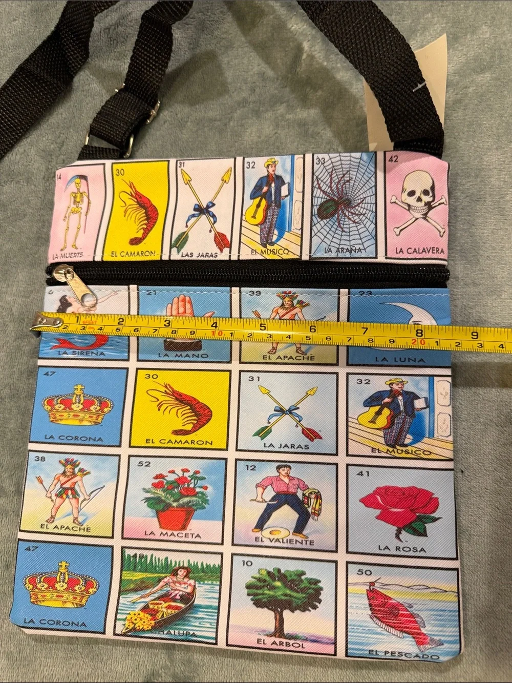 Loteria Print Crossbody Bag and Matching Card Holder
